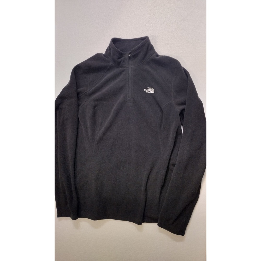 The North Face Fleece Pullover Womens L Quarter Zip Black Embroidered Logo